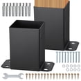 thumbnail image 1 of VEVOR 4x4 Post Base 2 Pcs, Inner Size 3.6"x3.6" Post Base Brackets, Heavy Duty Powder-Coated Post Anchor Matte Black Wood Post Brackets for Pavilion Deck Railing Support Deck Base Plate, 1 of 9