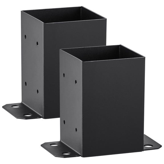 4x4 Post Base 2 Pcs, Inner Size 3.6"x3.6" Post Base Brackets, Heavy Duty Powder-Coated Post Anchor Matte Black Wood Post Brackets for Pavilion Deck Railing Support Deck Base Plate