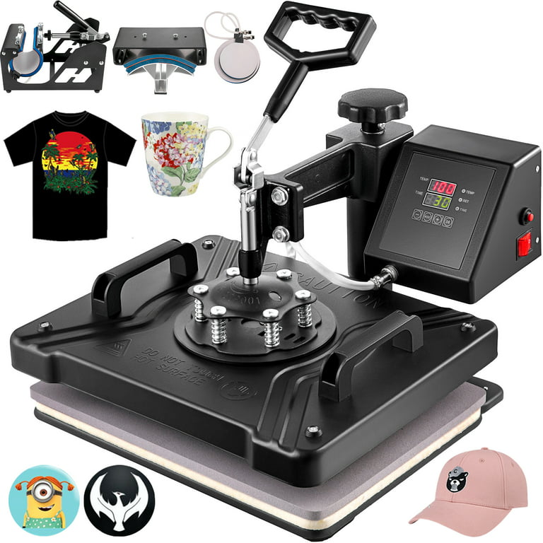  WHUBEFY Heat Press Machine 8 in 1 Combo,12x15 Multifunction  Swing Away Sublimation Tshirt Press Machine Commercial Home Heat Transfer  Machine for T-Shirts,Hat/Cap,Mug,Plate (12x15) : Arts, Crafts & Sewing