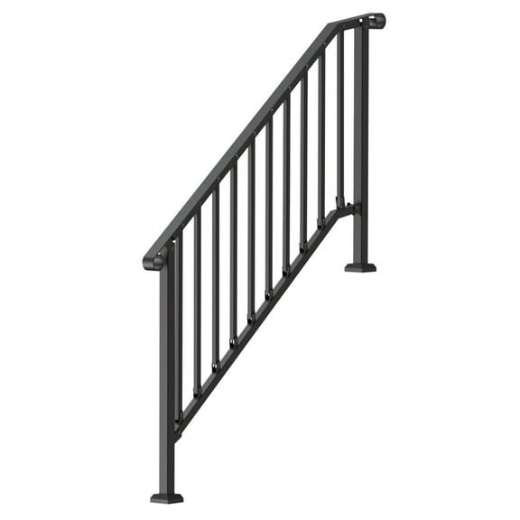 CAFORKP Elderly Safety Porch Handrail - Easy Install Black Retro Arch Outdoor Rail for 5 or 6 Step Decks