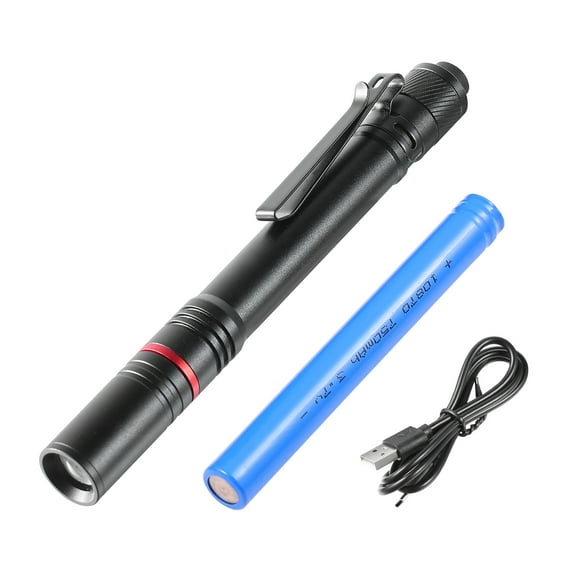 VEVOR 5.9 Inch Rechargeable Penlight, 300 lumens 3 Lighting Modes Pocket Pen Light, Adjustable Focus, IP44 Waterproof, Aluminum Alloy for Camping, Reading, Repairing, Night Walking
