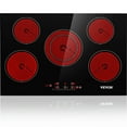 thumbnail image 1 of BENTISM 5 Burners Built in Electric Stove Top 240V Ceramic Glass Radiant Cooktop with Sensor Touch Control, Black, 1 of 9