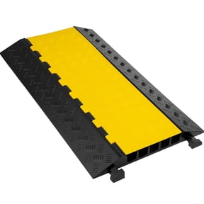 VEVOR 5 Channel Cable Protector Ramp, Heavy Duty Cable Cover Supports 18000lbs, Rubber Traffic Speed Bumps for Driveway