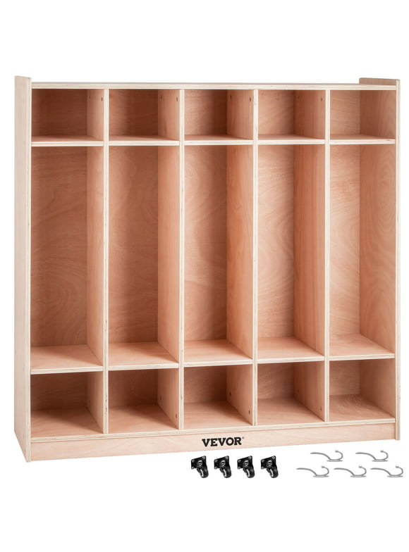 VEVOR 5 Grids Classroom Storage Cabinet Preschool Coat Cubby Lockers 48.4 inch Plywood Birch Coat Locker for Home Toddlers And Kids