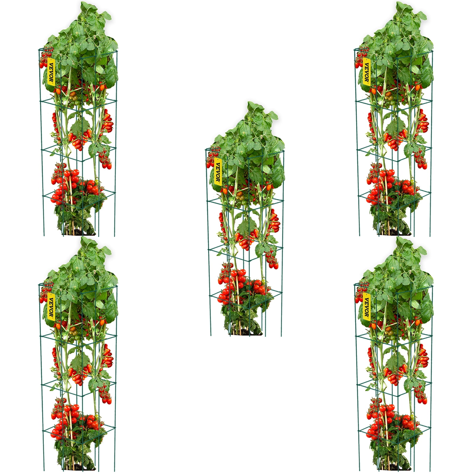 VEVOR 5 Pack Square Folding Tomato Cages 46" Plant Support Stake Tower