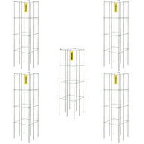 VEVOR 5 Pack Square Folding Tomato Cages 46" Plant Support Stake Tower Silver PVC-coated Steel Tomato Cage Towers for Tomato Plants, Eggplants, Cucumber, Climbing Plants