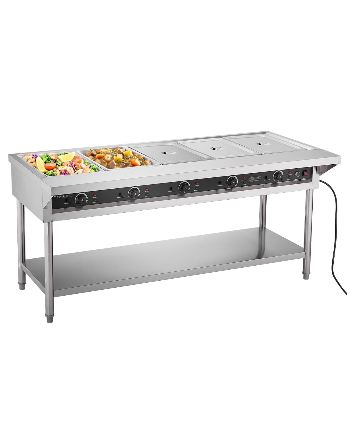 VEVOR 5-Pan Commercial Food Warmer, Electric Steam Table with ...