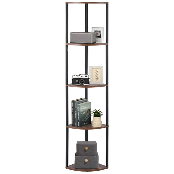 VEVOR 5 Tier Corner Shelf with LED Light, 64" Tall Corner Bookshelf with Storage Shelves for Collectibles,Display Shelf with Multi-color Lights Controlled Via RC/APP for Bedroom, Living Room, Office