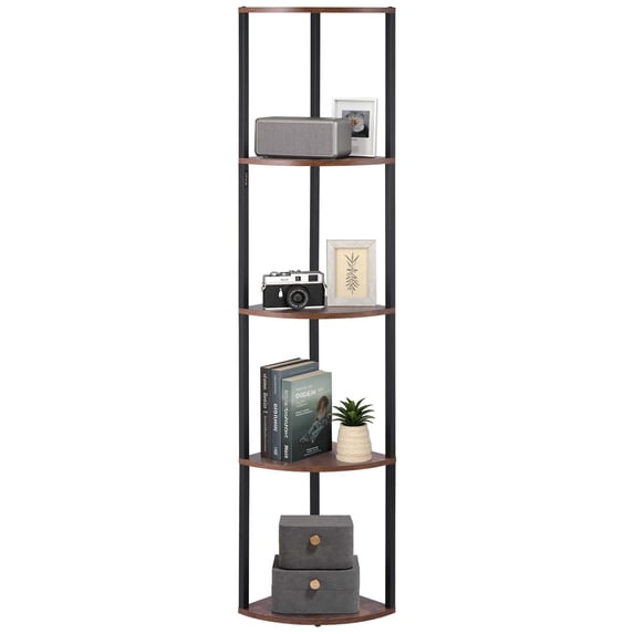 VEVOR 5 Tier Corner Shelf with LED Light, 64" Tall Corner Bookshelf with Storage Shelves for Collectibles,Display Shelf with Multi-color Lights Controlled Via RC/APP for Bedroom, Living Room, Office