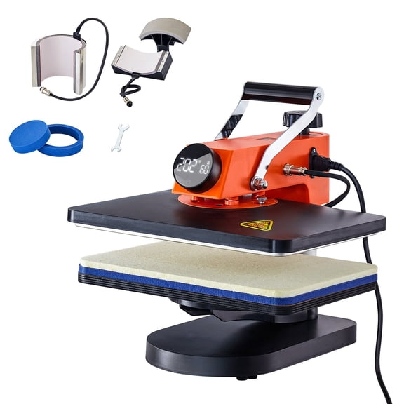 VEVOR 5-in-1 Heat Press Machine, 12" x 15" Fast Heating, 360 Swing Away Digital Sublimation Transfer, T-Shirt Vinyl Transfer Printer for Banners Canvas Bag Shirts Pillow Cups Tested to UL Standards