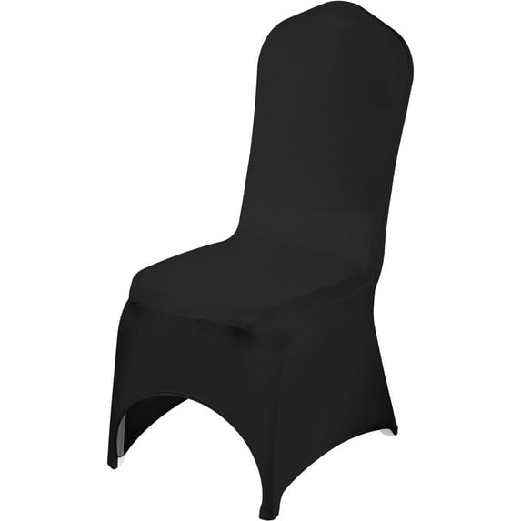 VEVOR 50/100 Pcs Chair Covers Polyester Spandex Stretch Slipcovers for Wedding Party Dining Banquet Arched-Front Chair Covers Black-50pc