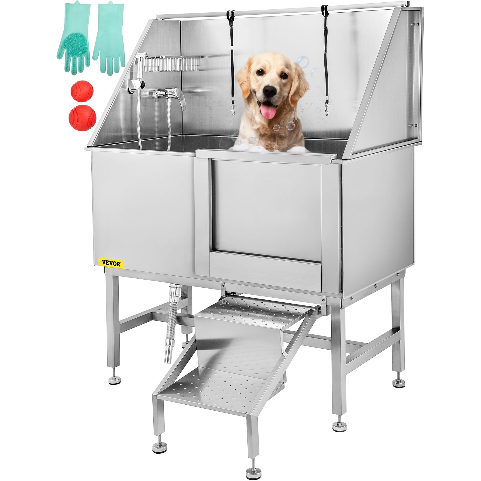 Crtkoiwa Professional Dog Grooming Tub,50 Stainless Steel Pet Bathing Tub  Large Dog Wash Tub with Steps Faucet & Accessories Dog Washing Station. -  Yahoo Shopping