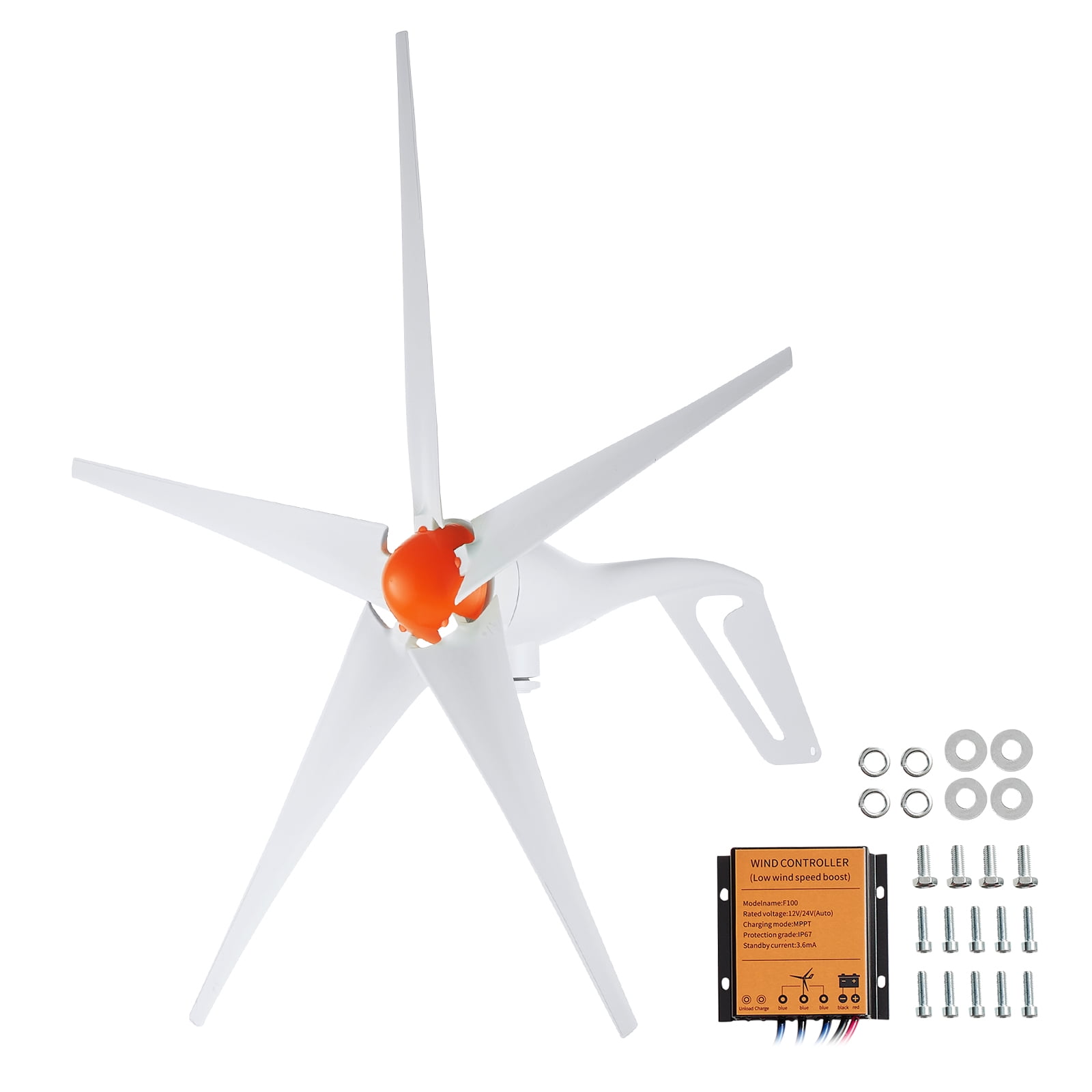 VEVOR 500W Wind Turbine Generator, 12V Wind Turbine Kit, 5-Blade Wind Power Generator with MPPT Controller, Adjustable Windward Direction & 2.5m/s Start Wind Speed, Suitable for Home, Farm, RVs