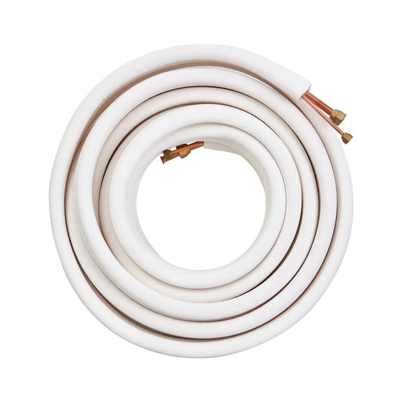 VEVOR 50FT Mini Split Line Set, 1/4" & 1/2" O.D Copper Pipes Tubing and Triple-Layer Insulation, for Mini Split Air Conditioning Refrigerant or Heating Pump Equipment & HVAC with Wrapping Strips.