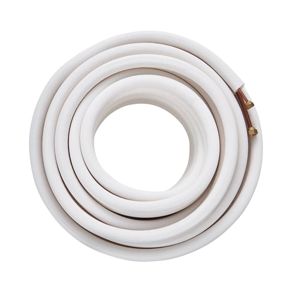 VEVOR 50FT Mini Split Line Set, 1/4" & 3/8" O.D Copper Pipes Tubing and Triple-Layer Insulation, for Mini Split Air Conditioning Refrigerant or Heating Pump Equipment & HVAC with Wrapping Strips.