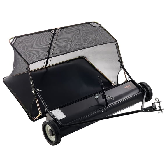 VEVOR 52 in Tow Behind Lawn Sweeper, 26 cu.ft. Large Yard Sweeper, Adjustable Sweeping Height, Heavy Duty Leaf & Grass Collector with Dumping Rope, Pull Behind Sweepers for Debris Grass Clippings