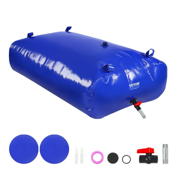 VEVOR 540L/142.7 Gallon Water Storage Bladder, RV Water Tank, 1000D Blue PVC Collapsible Water Storage Containers, Large Capacity Soft Water Bag, Portable Water Bladder, Fire Prevention, Camping