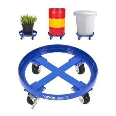 Heavy-Duty 55-Gallon Drum Dolly Cart - 900 Lbs Capacity, 5 Swivel Casters, Steel