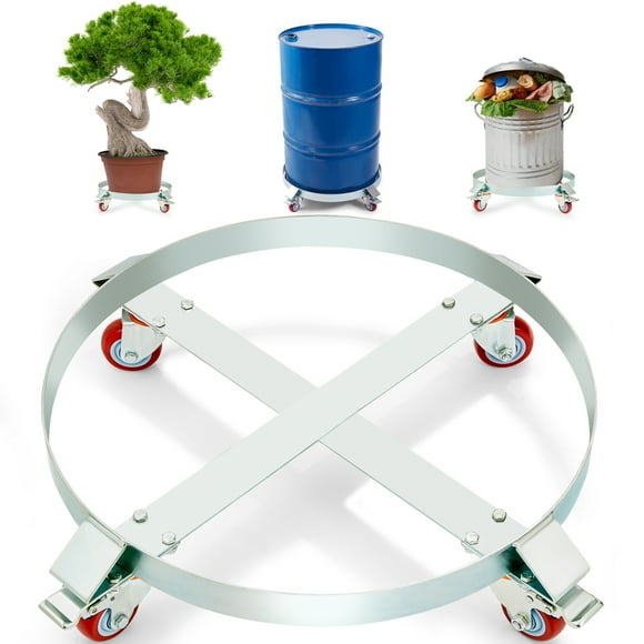 VEVOR 55 Gallon Heavy Duty Drum Dolly,1000lbs Load Capacity, Barrel Dolly Cart Drum Caddy, Non Tipping Hand Truck Capacity Dollies with Steel Frame 4 Swivel Casters Wheel, for Warehouse Drum Handling