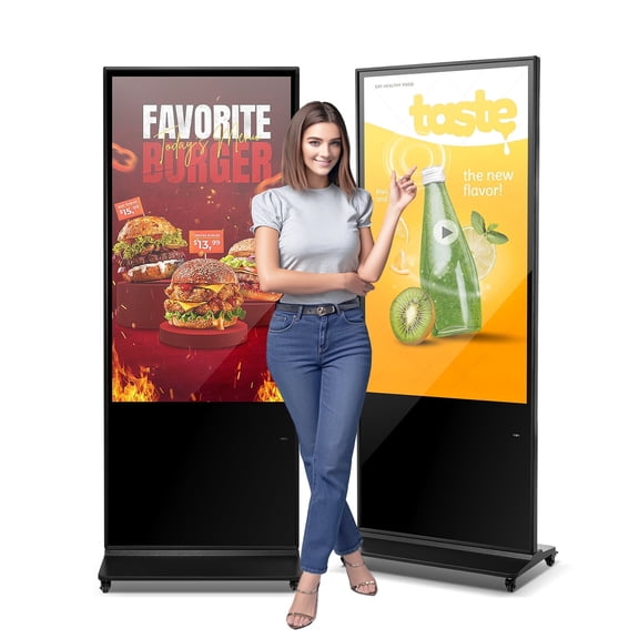 VEVOR 55 Inch Digital Signage Display, Touchscreen Digital Kiosk, Indoor Floor Standing Kiosk Display, 4K UHD LCD Screen, 2GB RAM & 32GB ROM, with WiFi/USB Input
