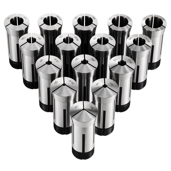 VEVOR 5C Collet Set 1/8"-1" 15 Piece Precision 5C Round Collet Chuck Set, for Milling Machine Drill Presses, 0.0008" TIR High Concentricity, Lathe Chuck Tool with Storage Case, Hardened & Ground