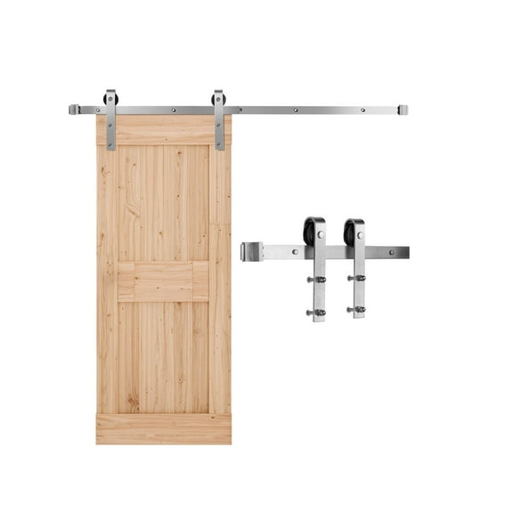 VEVOR 5FT Sliding Barn Door Hardware Kit,330 LBS Weight Capacity,Compatible with 30 Inches Max Width & 1-3/8 to 1-3/4 Inches Thickness Single Sliding Barn Door,J-shape