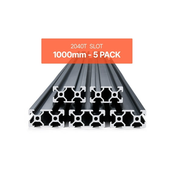 VEVOR 5PCS 39.4 in (1000mm) T Slot 2040 Aluminum Extrusion Profile, European Standard Anodized Linear Rail, High-Strength Extruded Aluminum Rail for 3D Printer,CNC Machine DIY, Laser Engraving,Black