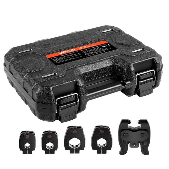 VEVOR 5PCS ProPress Pressing Kit, 4PCS Press Rings (1/2" to 1-1/4") & R8 Actuator for ProPress Copper Pipes, Compatible with 24KN Compact Series Press Tools for 180° Operation - with Case