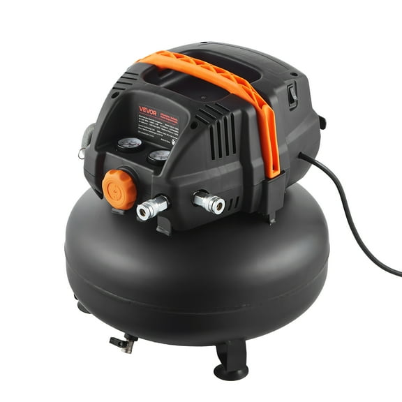 VEVOR 6 Gallon Air Compressor, 1.7HP 2.3CFM @ 90PSI Portable Pancake Air Compressor & 150PSI Max Working Pressure, Oil-Free Compressor Tank for Tire Inflation, Spray Painting, Woodwork Nailing, 120V