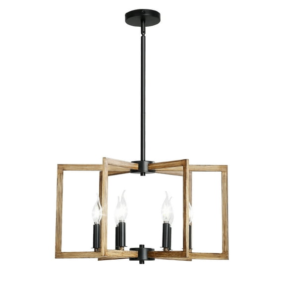 VEVOR 6-Light Chandelier, Metal Farmhouse Chandelier, Adjustable Height, Dining Room Hanging Light Fixture for Ceilings, Modern Chandelier for Bedroom, Foyer, Hall, Kitchen, Living Room