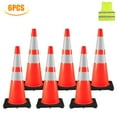 thumbnail image 1 of VEVOR 6-Pack 36-Inch Orange PVC Traffic Safety Cones with Reflective Collars and Weighted Base for Construction, Traffic, and Parking Management, 1 of 12