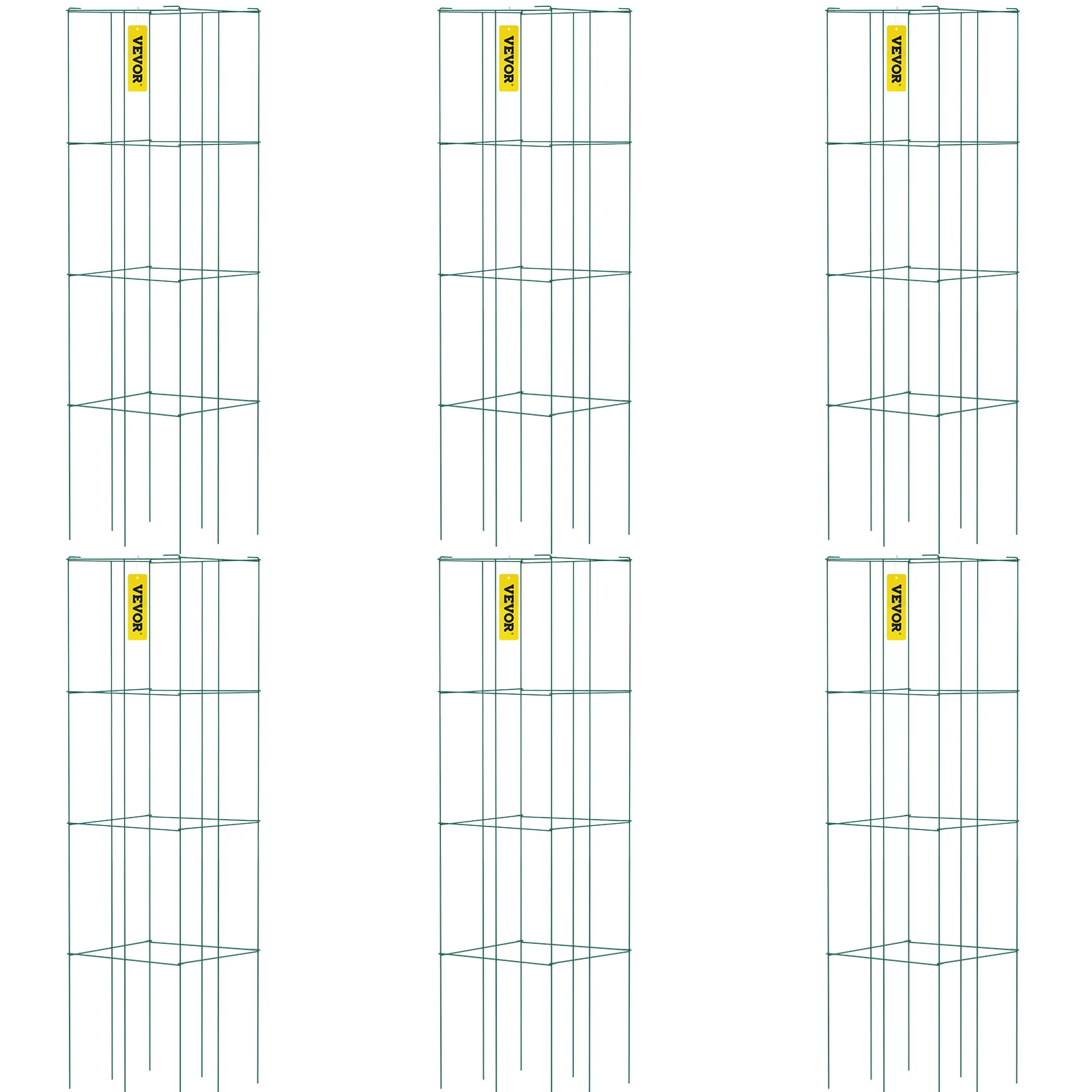 VEVOR 6 Pack Square Folding Tomato Cages 39" Plant Support Stake Tower