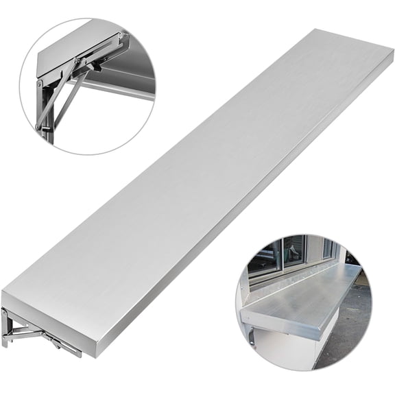 VEVOR 6 foot Shelf for Concession Window 70.9x11.4x1.8 Inch 201 Stainless Steel