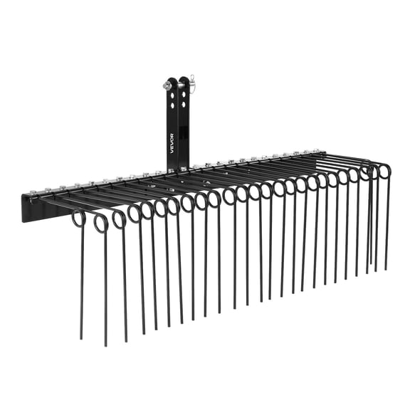 VEVOR 60 in Tow Behind Landscape Rake, 3 Point Hitch Lawn Dethatcher Rake, 26 Spring Steel Tines, for Category 1 Tractors, Heavy Duty & Rust-Resistant Rakes Tractor Attachments for Leaves Pine Needle
