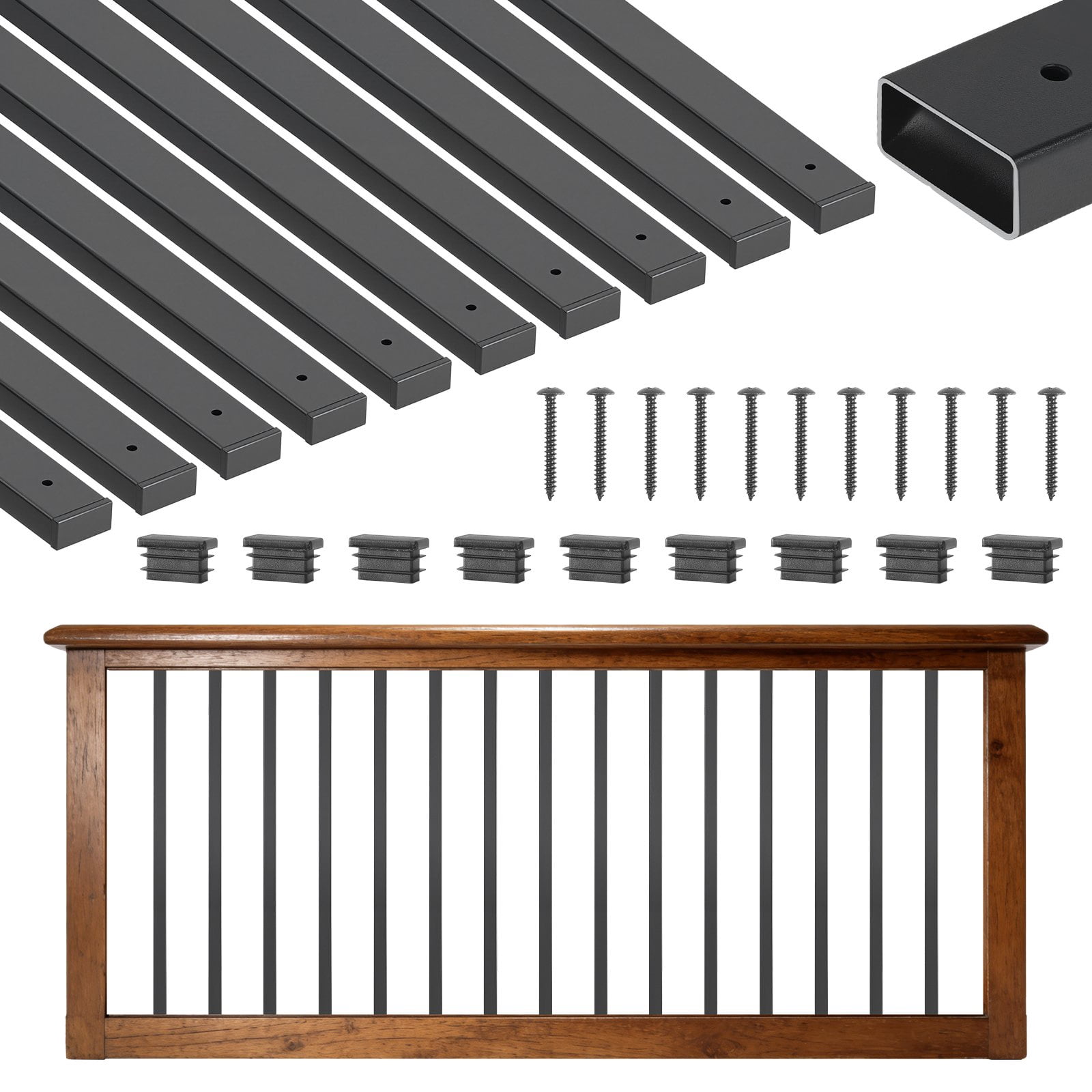 VEVOR 61 Pack Deck Balusters, 29.5 in Galvanized Steel Railing Spindles ...
