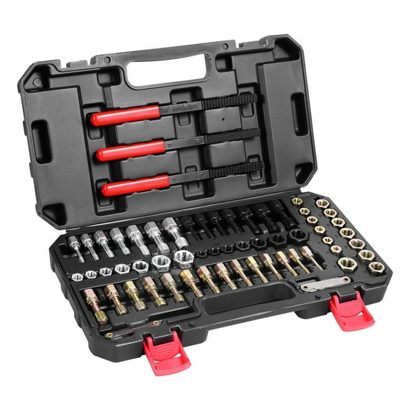 VEVOR 61-Piece Thread Chaser Set, UNC UNF and Metric Thread Restorer Tool, Rethreading Tool Kit with 28 Taps 28 Dies 3 Thread Files Storage Case, Heat Treated Steel, for Mechanics DIY Enthusiasts