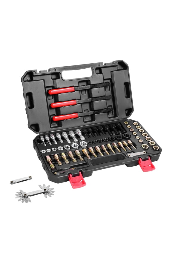61-Piece Thread Chaser Set, UNC UNF and Metric Thread Restorer Tool, Rethreading Tool Kit with 28 Taps 28 Dies 3 Thread Files Storage Case, Heat Treated Steel, for Mechanics DIY Enthusiasts