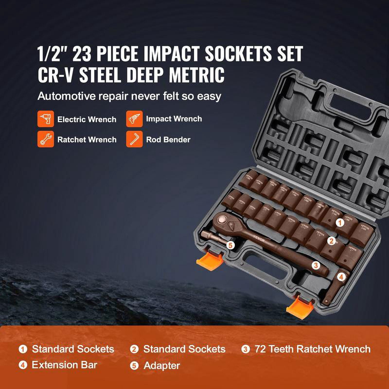 16-Piece 1/2-Inch Drive Impact Hex Bit Socket Set (10mm To 32mm
