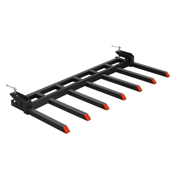 VEVOR 68.5" Clamp on Debris Forks for Buckets, 7 Fork Tines, 4560lbs Load, Heavy Duty Pallet Forks for Tractor Loader Skid Steer, Bolt on Bucket Attachments for Removing Yard Waste and Debris