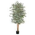 thumbnail image 1 of VEVOR 6FT Artificial Ficus Tree with Black Pot, Tall Faux Ficus Plant with Natural Wood Trunk and Realistic Green Leaves, Indoor Fake Silk Tree for Home, Office, Living Room, or Corner Decor, 1 of 8