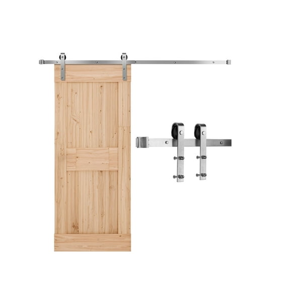 VEVOR 6FT Sliding Barn Door Hardware Kit,330 LBS Weight Capacity,Compatible with 36 Inches Max Width & 1-3/8 to 1-3/4 Inches Thickness Single Sliding Barn Door,J-shaper