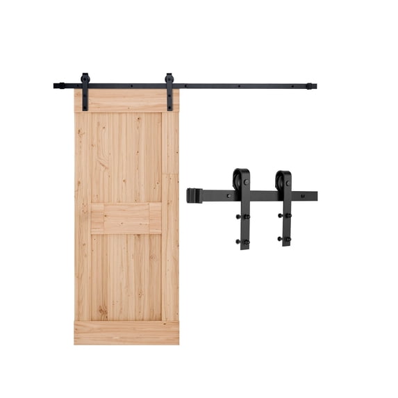 VEVOR 6FT Sliding Barn Door Hardware Kit, 330 LBS Weight Capacity,Compatible with 36 Inches Max Width & 1-3/8 to 1-3/4 Inches Thickness Single Sliding Barn Door,J-shape Roller