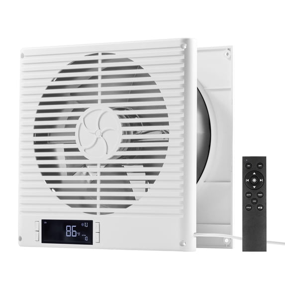 VEVOR 7.5 inch room to room fan, 2-in-1 305 CFM through wall fan with remote control, white