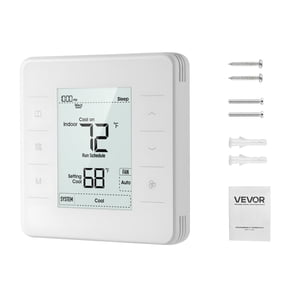 VEVOR 7-Day Programmable Thermostat, Home Thermostats for Heat Pump,Air Conditioner,Underfloor Heating, LED Screen with Backlight & 1Cool+1Heat,Energy-Efficient,Wide Temp Range,White