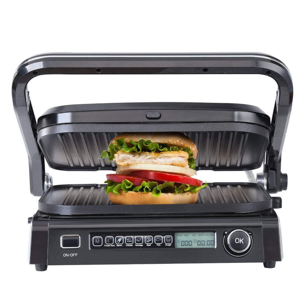 VEVOR 7 IN 1 Commercial Electric Griddle, 14.4" 1800W Indoor Countertop Grill, Stainless Steel Restaurant Teppanyaki Grill with Non Stick Iron Cooking Plate, 0-446 Adjustable Temp Control 110V