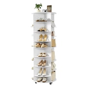 VEVOR 7 Tier Rotating Shoe Rack Tower with Adjustable Shelves, Movable 360  Spinning Carousel Display with Wheels, Lazy Susan Organizer Closet for Bedroom, Living Room, Entryway, Closet, White
