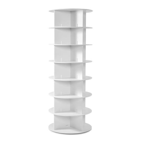 VEVOR 7 Tiers Rotating Shoe Rack Tower, 360 Spinning Shoe Rack, Revolving Storage Round Carousel Display, Freestanding Lazy Susan Organizer Display for Bedroom, Living Room, Entryway, Closet, White