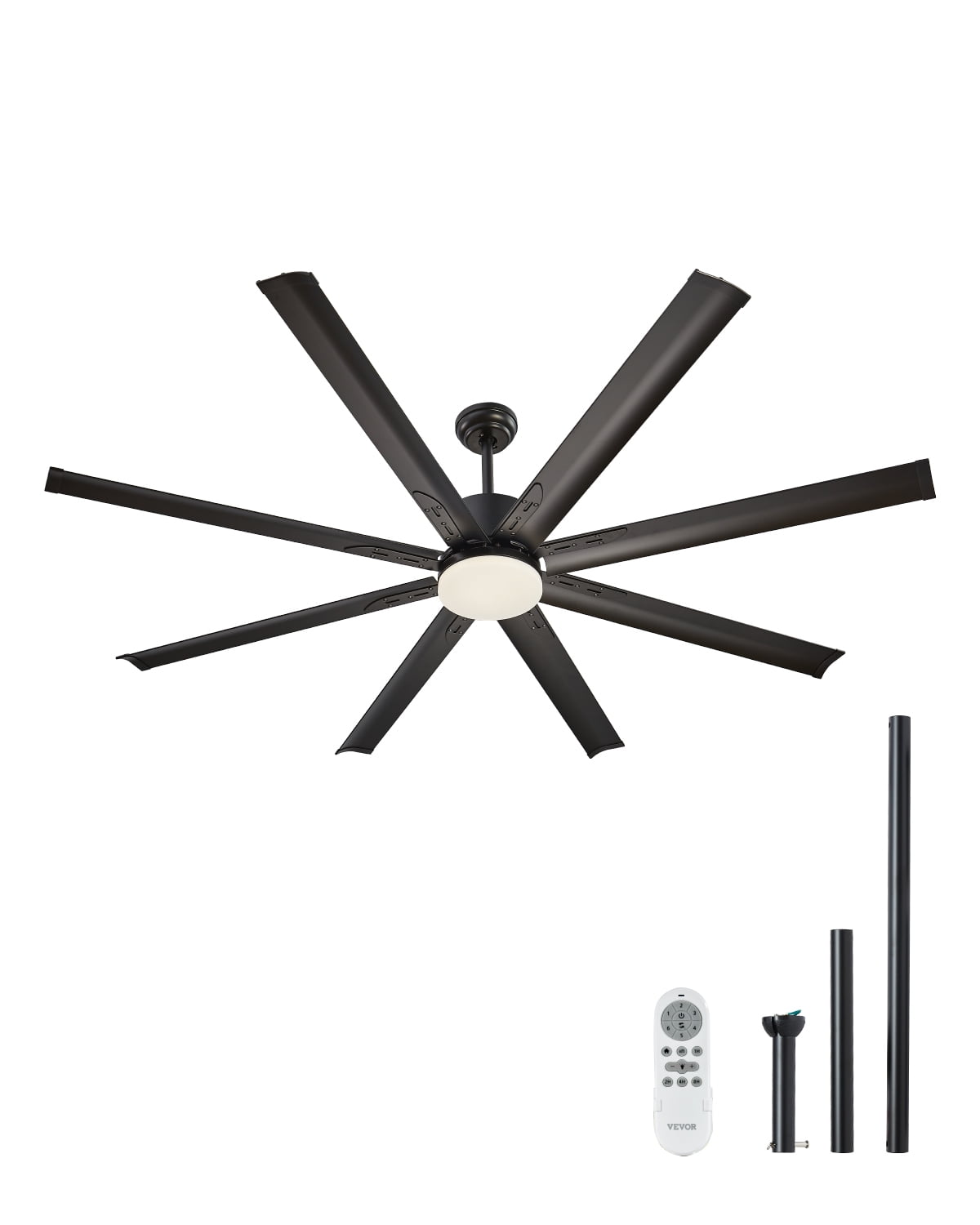 VEVOR 72 Inch Ceiling Fan with Light, 6-Speed Remote Control, Dimmable ...