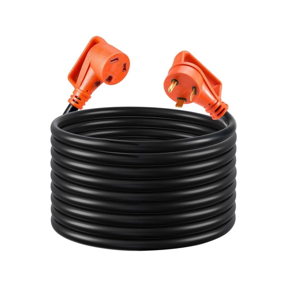 VEVOR 75 FT RV Extension Cord, 30 Amp, 125V 2500W Heavy Duty STW 10/3 Gauge Wire, NEMA TT-30P Male NEMA TT-30R Female Plug, with LED Power Indicator,