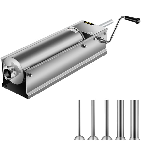 VEVOR 7L/15 lbs Sausage Stuffer 2 Speed CE&SGS Standards Stainless Steel Horizontal Sausage Maker